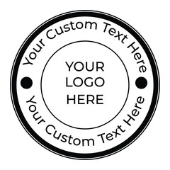 Customizable circular stamp design with placeholder text and logo area