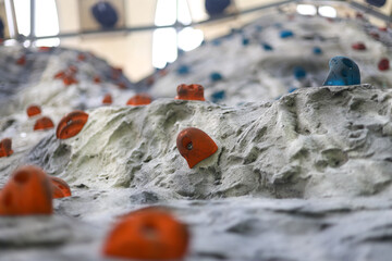 indoor wall climbing holders on close up