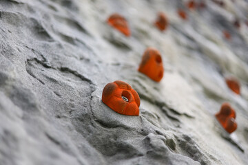 indoor wall climbing holders on close up