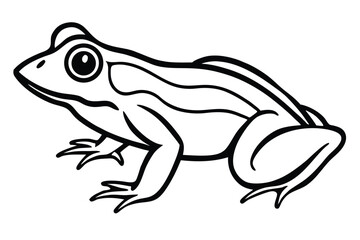 Cartoon frog face with yellow eyes smiles amid stylized leaves, expressing joy