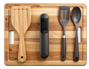  “Flatlay of Digital Thermometer with Kitchen Tools, 3D Render Isolated”.