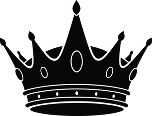 A digital illustration in vibrant, saturated colors, with thick, dark black lines, depicting a solid black silhouette of a crown. The crown color is a vibrant solid black fill. The background is white