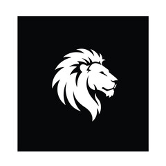 Lion Head Silhouette Vector Illustration with Tribal and Animal Design Elements