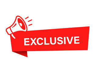 Exclusive Announcement: Bold red banner with a megaphone icon, highlighting exclusive offers and promotions, perfect for marketing and advertising campaigns.