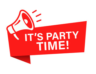 Party time announcement: A bold message in a striking design. This image showcases an announcement of a party event.