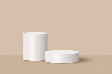 White cylinder podiums for product display showcase presentation background