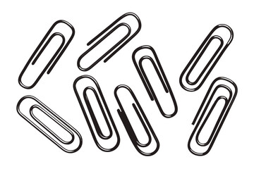 Obraz premium Simple Black Line Paper Clip Collection on White Background for Creative Use