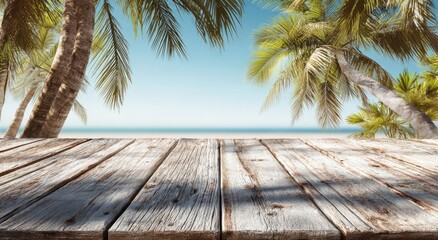 Tropical beach wooden deck