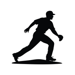 Silhouette of a Baseball Pitcher in Action Ready to Throw the Ball