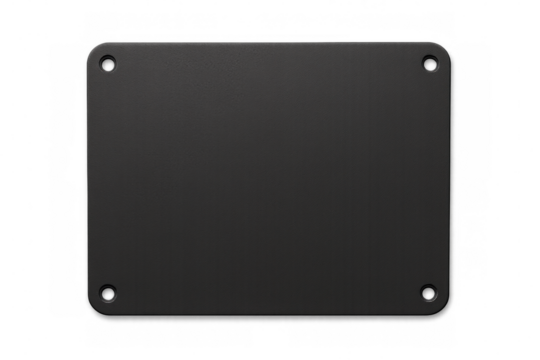 Brushed metal plate with rounded corners and holes for fixing, isolated on transparent background, ideal for mockups and presentations - Powered by Adobe