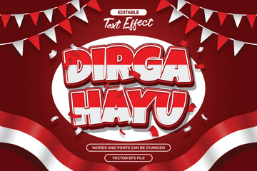 Dirgahayu editable text effect with indonesian ornament decoration