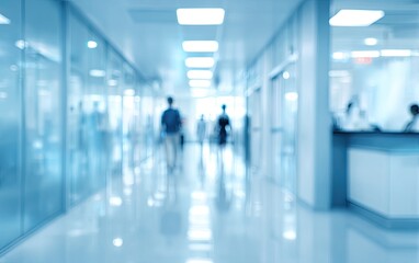 Blurred hospital hallway