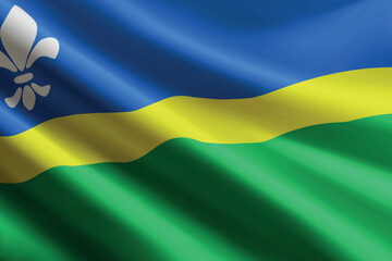 Flevoland flag waving in the wind. Province of Netherlands