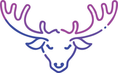 Noble elk head shows majestic antlers in a navy and gray stylized profile