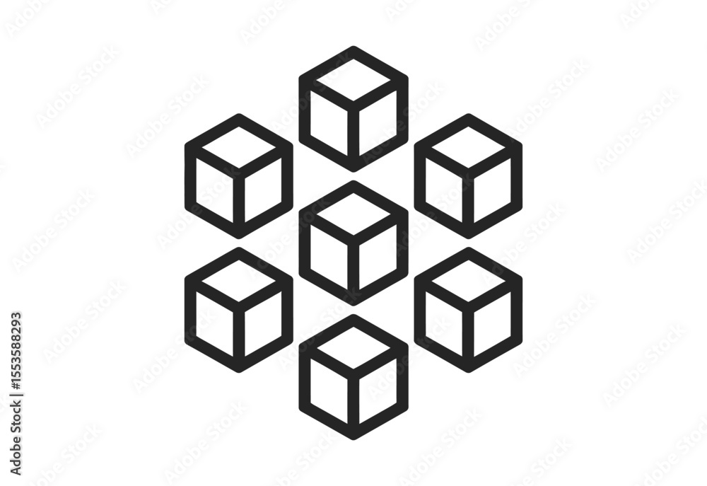 Poster abstract geometric pattern of interconnected cubes forming a hexagonal shape