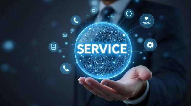 Service solutions digital support global network technology customer care business concept online help desk - Powered by Adobe