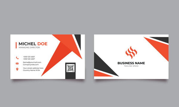 modern business card design . double sided business card design template . flat orange business card inspiration	
