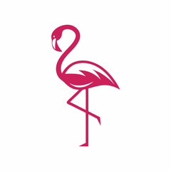 Flamingo Bird Vector Icon Design in Minimal Flat Style.