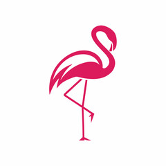 Flamingo Bird Vector Icon Design in Minimal Flat Style.