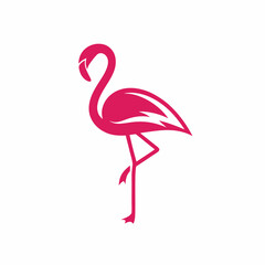 Flamingo Bird Vector Icon Design in Minimal Flat Style.