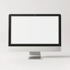 Fototapeta premium Modern computer monitor with a blank white screen on a light gray background