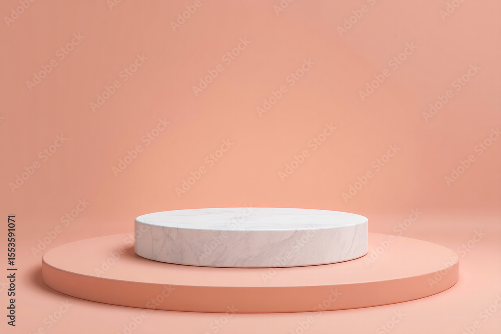 Aufkleber a peach background with two circular platforms one white and one peach color