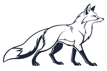 Obraz premium Illustration shows a fox head looking forward, featuring white and orange coloration on white