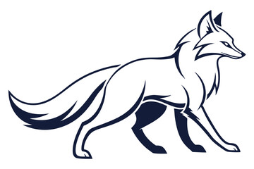 Sleek stylized fox walking forward in silhouette conveys simplicity and modern art