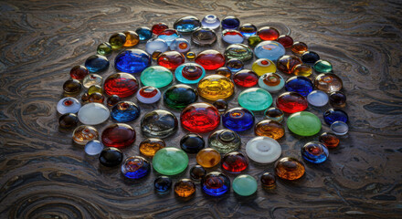 Colorful glass beads circular design
