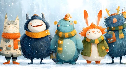 Winter pals Furry friends brave the snow