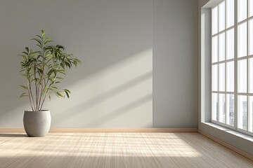 Minimalist Room Interior with Sunlight