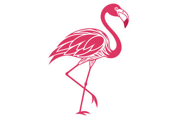 Gradient flamingo line art shows aquatic bird in a graceful, simple stance on white