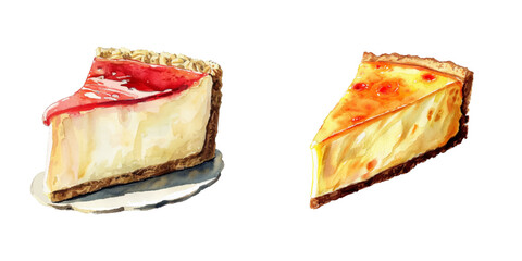 cheesecake slice watercolor vector illustration