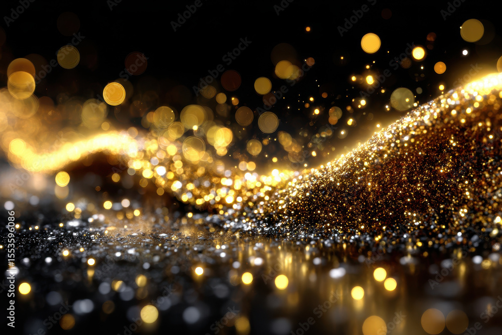 Aufkleber shimmering golden waves of light create a captivating visual display at night