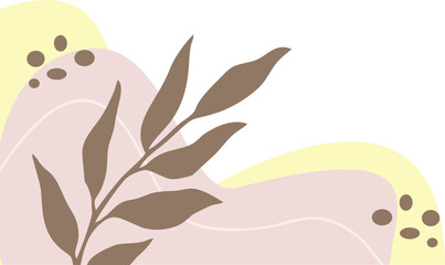 Abstract aesthetic shape corner border with hand drawn leaf