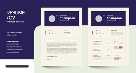 Obraz premium Clean Minimalist CV Resume Design Templates