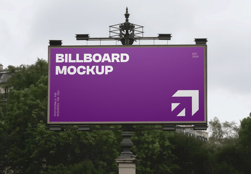Front View City Billboard Mockup