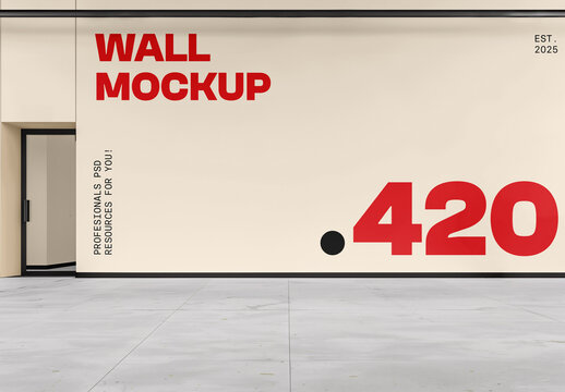 Front View Wall PSD Mockup