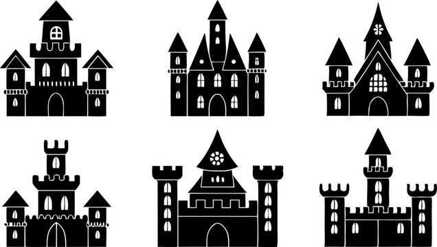 castle house icon set silhouette victor design (1).eps