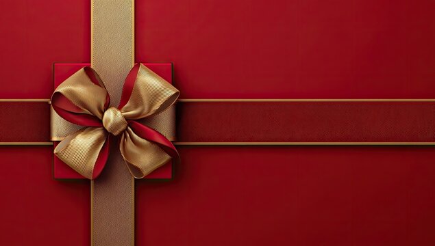 A digitally created gift box with a gold ribbon