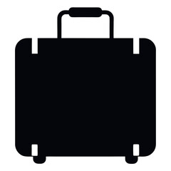 Black vector briefcase icon isolated on white background