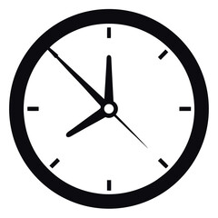 Wall clock vector icon isolated on white background showing time symbol with dial and hands in flat illustration style