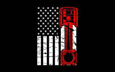 Car Enthusiast American Flag Piston Muscle Car t-shirt quotes svg design