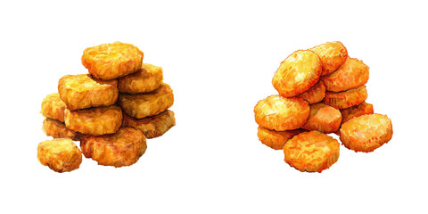 chicken nuggets watercolor vector illustration