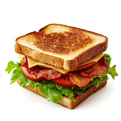 Deliciously stacked blt sandwich with crispy bacon lettuce tomato and cheese