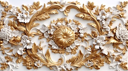 Elegant gold and white floral ornament 3d design with high resolution photo for decorative background
