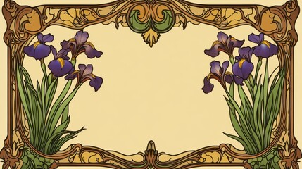 Ornate floral design with art nouveau style frame.