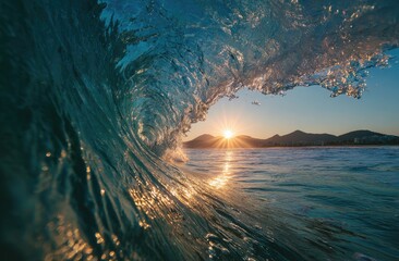 Sunrise through a wave