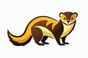 Black and white cartoon skunk standing with a striped tail is presented