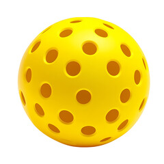 Bright Yellow Perforated Plastic Pickleball Ball Isolated on White Background Studio Shot